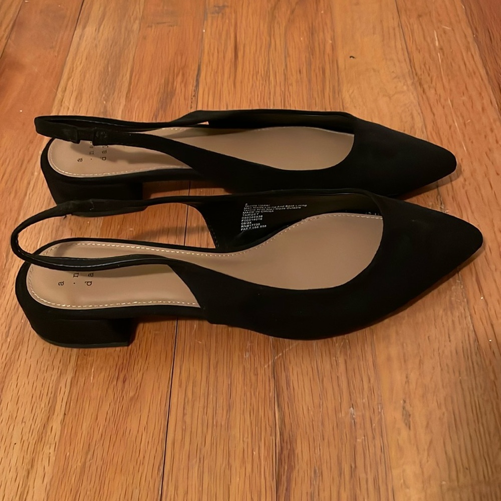 Black Pointy Toe Slingback Heels